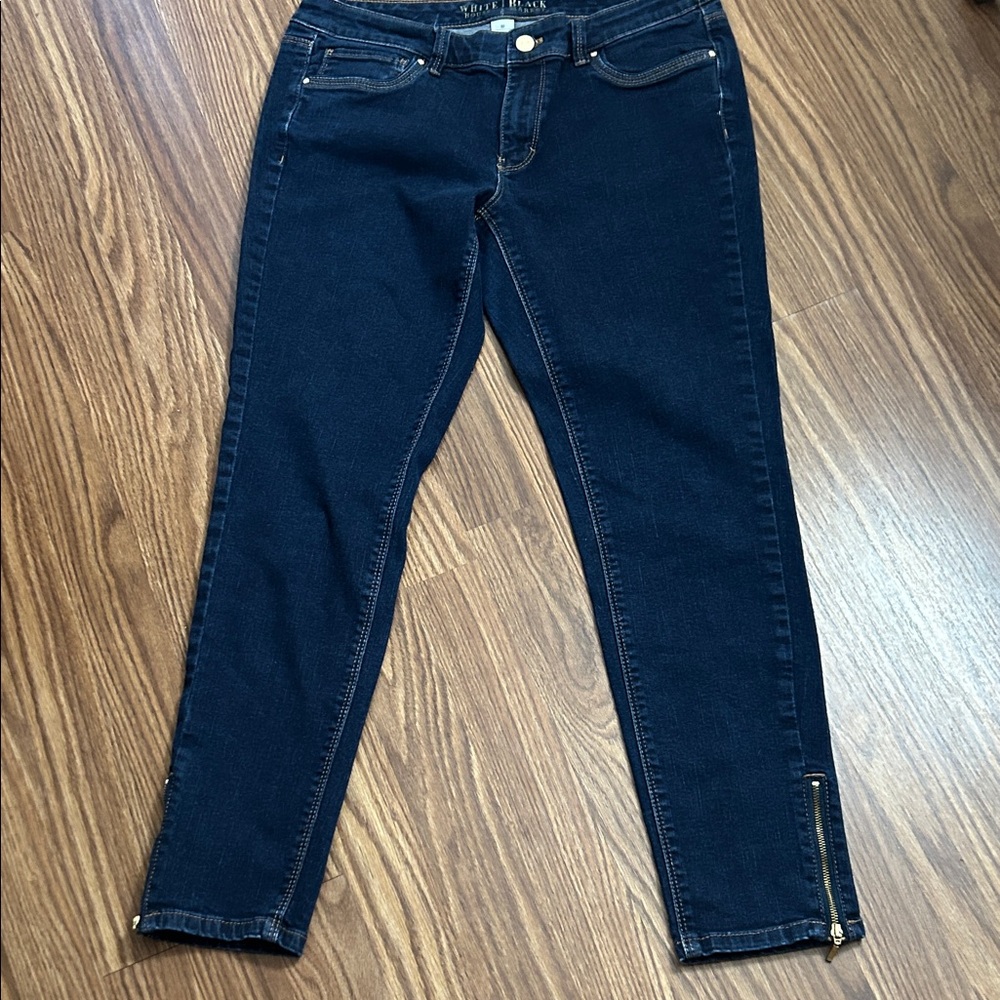 White House Black Market Dark Blue Skinny Jeans with Ankle Zips